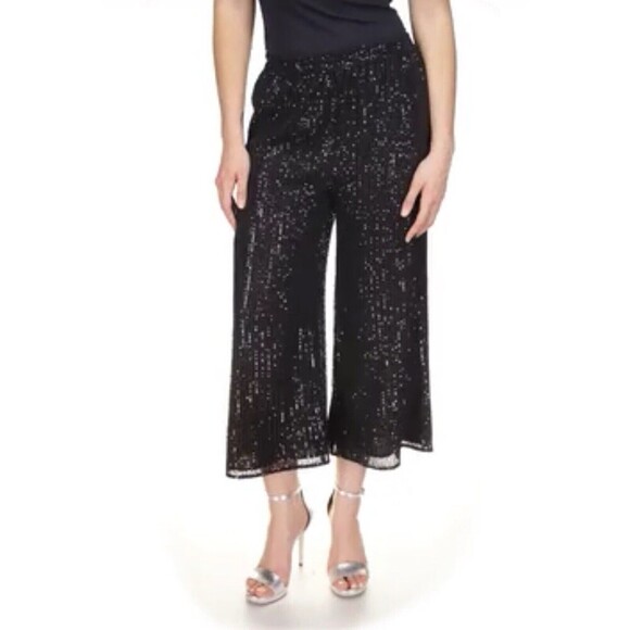 MICHAEL Michael Kors pants Womens Sequined Wide Leg formal party Pants black XL - Picture 1 of 11